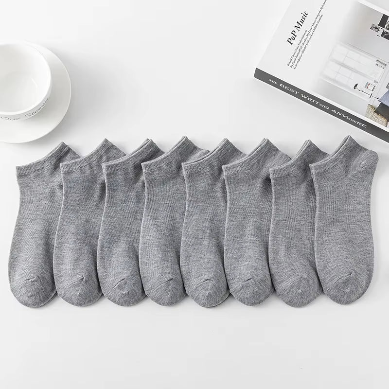 8 Pairs Men Solid Color Minimalist Ankle Socks 