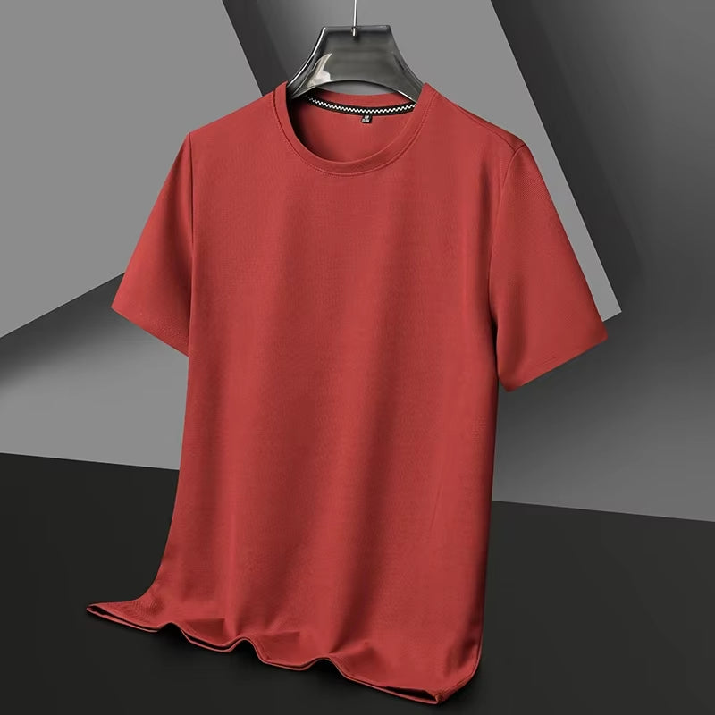 Summer Waffle round Neck Short Sleeved T-Shirt for Men 